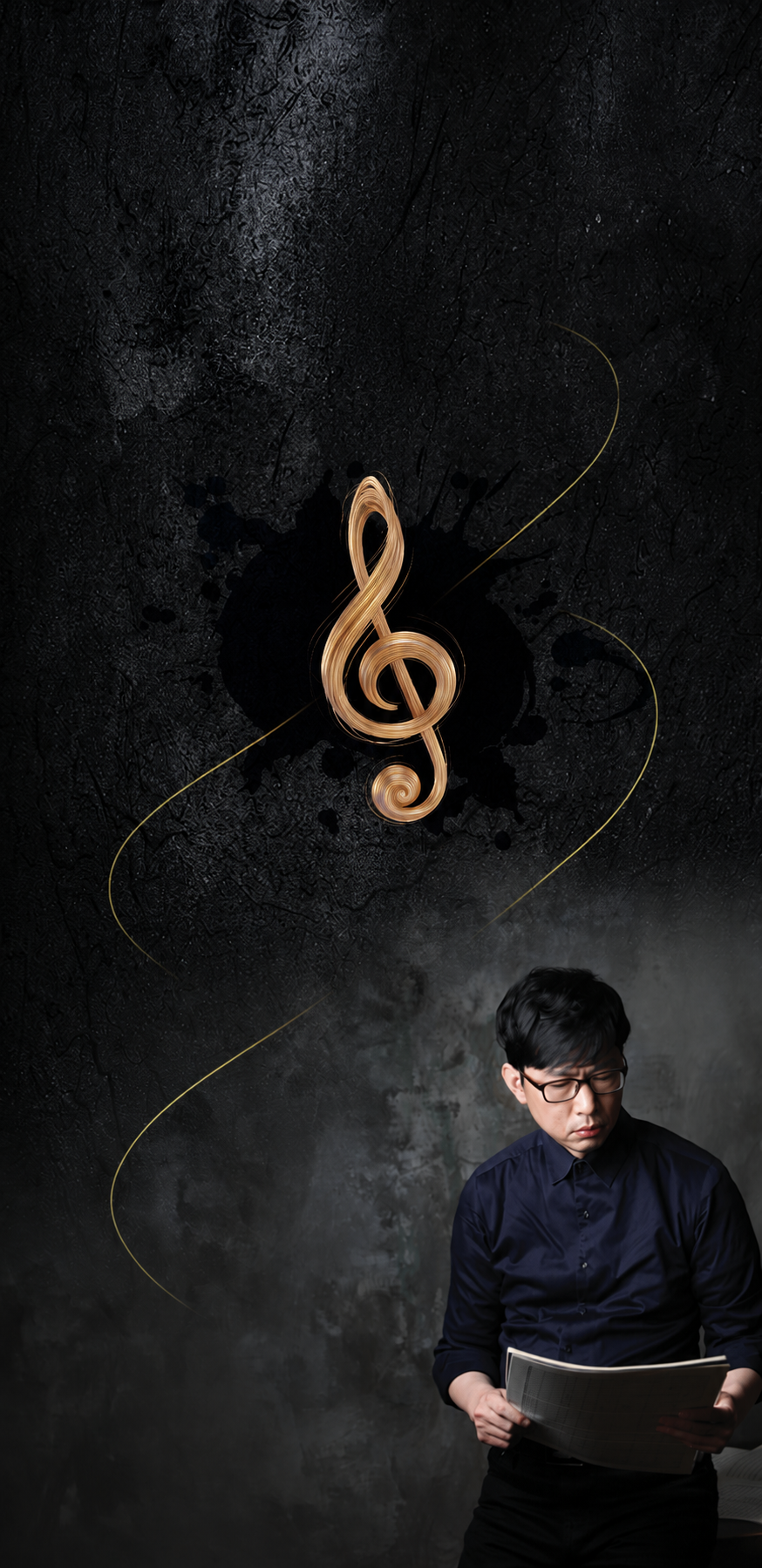 Jongwoo Kim with a golden treble clef motif